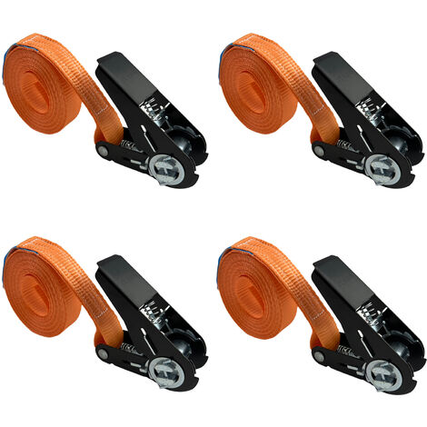 4x Ratschen Spanngurt Spanngurte Orange 1-tlg 4m 0,8t 800kg Schwarzes Schloss