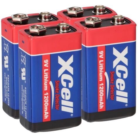 4x Rauchmelder 9V Lithium Batterien für Feuermelder  9v Block Batterie 10 Jahre
