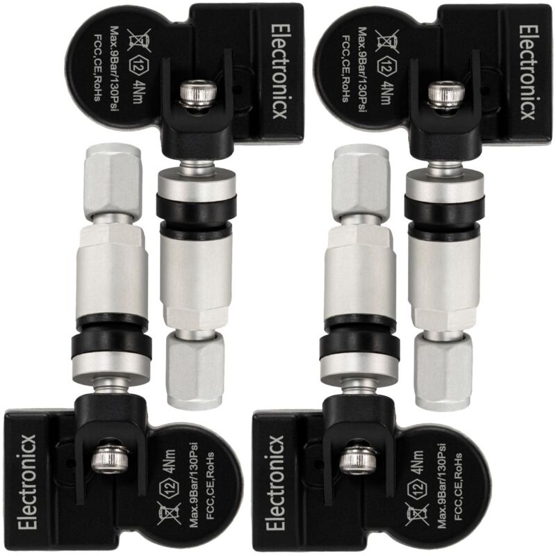 4x Reifendrucksensoren RDKS Sensoren Metallventil Schwarz für Ford Kuga 2014-2019