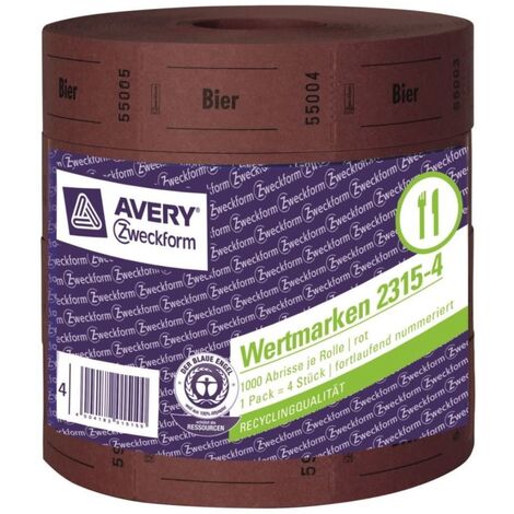 4x Rolle Bier-Marke 57x30mm Rot 2000 Abrisse