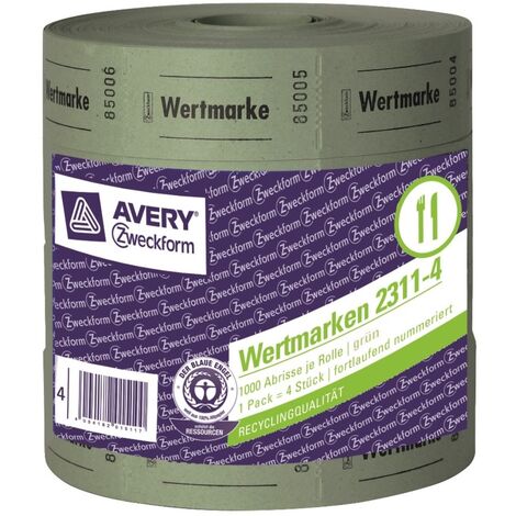 4x Rolle Wert-Marke 57x30mm Grün 4000 Abrisse