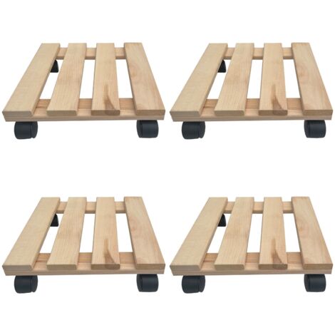4x Rolluntersetzer eckig Pflanzenroller 30x30 cm - max. 120 kg Traglast - aus Buchenholz - Stabil & robust - Für Pflanztöpfe, Möbel & schwere Gegenstände