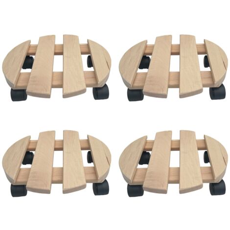 4x Rolluntersetzer rund Pflanzenroller 30x30 cm - max. 120 kg Traglast - aus Buchenholz - Stabil & robust - Für Pflanztöpfe, Möbel & schwere Gegenstände