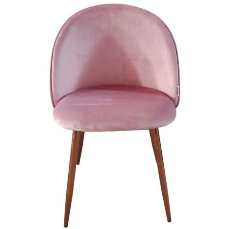 4x Rosa Stoffstuhl mit Beinen aus roségoldenem Metall 78x47x57 cm