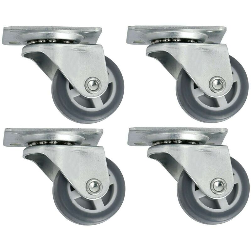 Cyclingcolors - 4x roulette meuble 30mm caoutchouc soft anti rayure gris pivotante universelle mini rouleau noir pied lit casier chariot poubelle