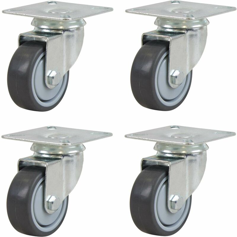Cyclingcolors - 4x roulette meuble 50mm caoutchouc soft anti rayure gris pivotante sans frein universelle mini rouleau pied lit casier chariot