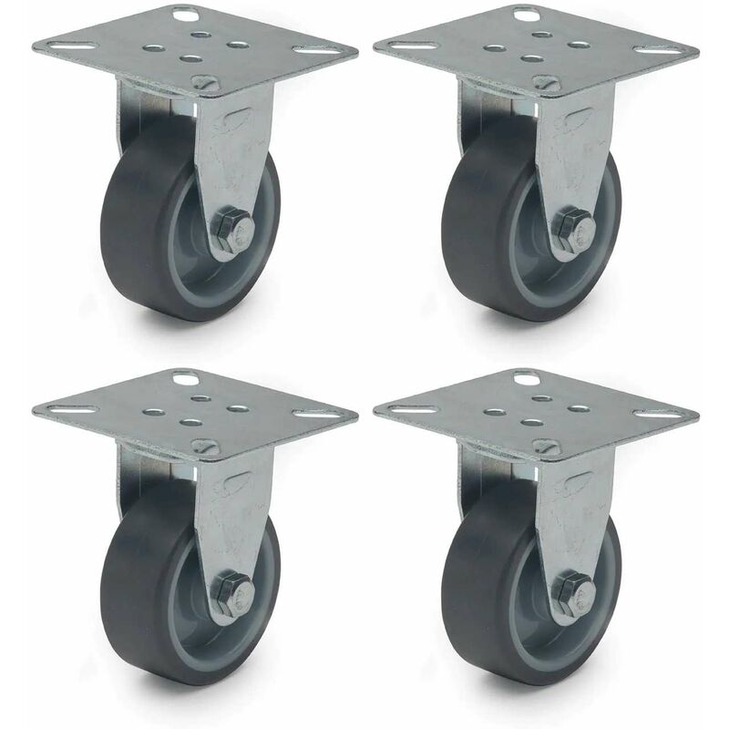 Cyclingcolors - 4x roulette meuble fixe sans frein 50mm caoutchouc soft anti rayure gris pivotante sans frein universelle mini rouleau pied lit
