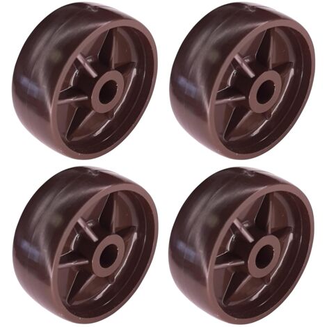 4x Roulette plastique rigide marron foncé 38mm universelle galet poulie roue rouleau meuble porte coulissante tiroir lit placard