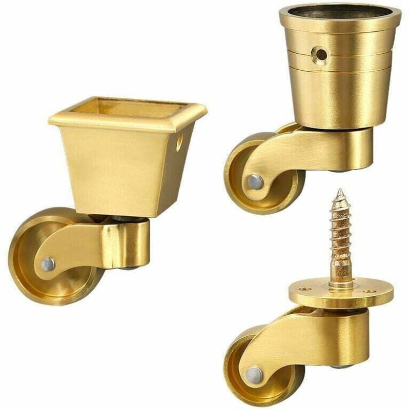 Alovez - 4X roulettes pivotantes, roulettes pour Meubles en Laiton, roulettes pivotantes, roulettes de Transport, roulement Silencieux, pour Meubles,