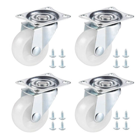 4x Roulettes pour Meubles - Hauteur 40mm - Capacité 100kg