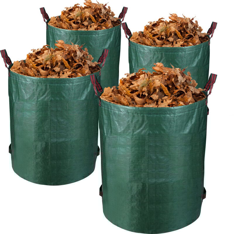 Einfeben 4X Sac de jardin 272L avec anses xxl Conteneur à gazon Sac à déchets de jardin