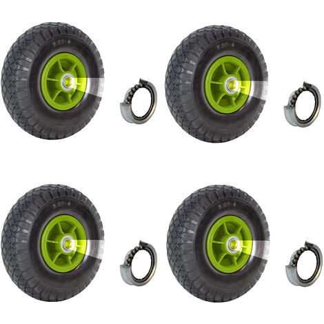 4x Sackkarrenrad 260 x 85 mm 3.00-4 Bollerwagenrad, Luftrad, Ersatzrad, 4PR versetzt