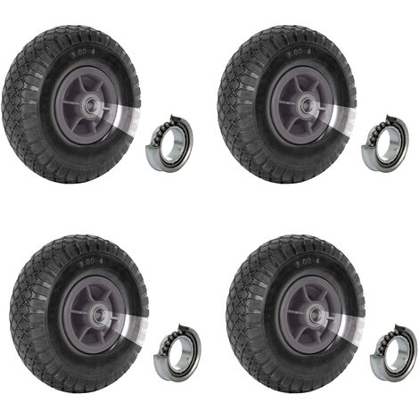 4x Sackkarrenrad 260x85 mm 3.00-4 Bollerwagenrad, Luftrad, Ersatzrad, Nabenlänge 60 mm versetzt