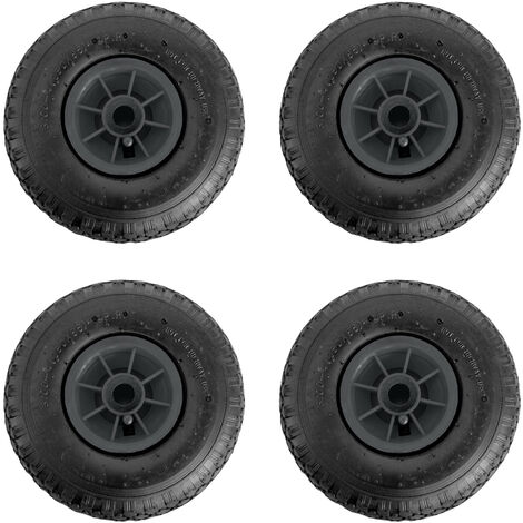 4x Sackkarrenrad 260x85 mm 3.00-4 Nabenlänge 75 mm Luftbereifung Ersatzrad Bollerwagenrad 4 PR grau