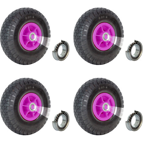 4x Sackkarrenrad 260x85mm 3.00-4 Bollerwagenrad Luftrad Ersatzrad Nabenlänge 60mm Kugellager