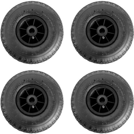 4x Sackkarrenrad Luftrad 260x85 3.00-4 Achlänge 75 mm 4PR Lagen mit Nadellager schwarz
