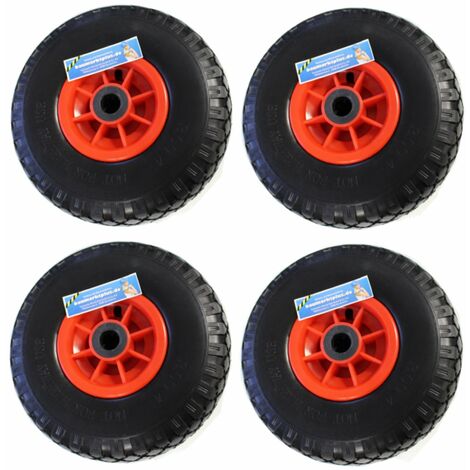 4x Sackkarrenrad Vollgummi 260 x 85 mm 3.00-4 PU für Sackkarre und Bollerwagen