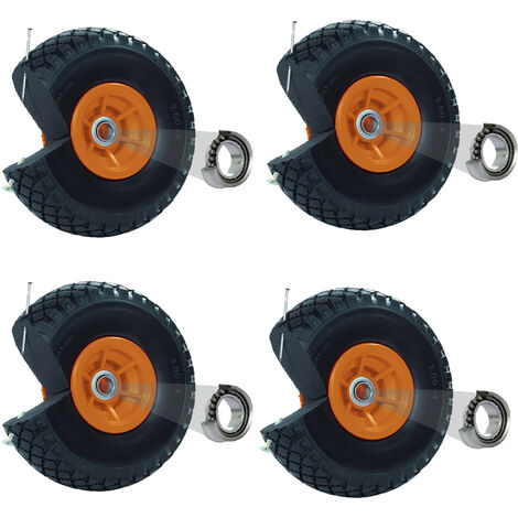 4x Sackkarrenrad Vollgummi 260x85 mm 3.00-4 60mm Nabenlänge Ersatzrad Nabenversatz orange