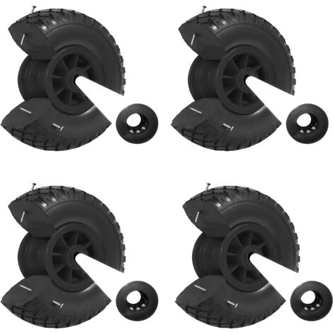 4x Sackkarrenrad Vollgummi 260x85 mm 3.00-4 PU Ersatzrad Rad Reifen Achsenlager 75 mm schwarz
