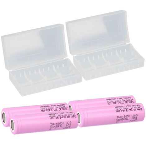 4x Samsung INR 18650-30Q Akkus 3,7V Li-Ion 3000 mAh 15A + 2x Akkubox
