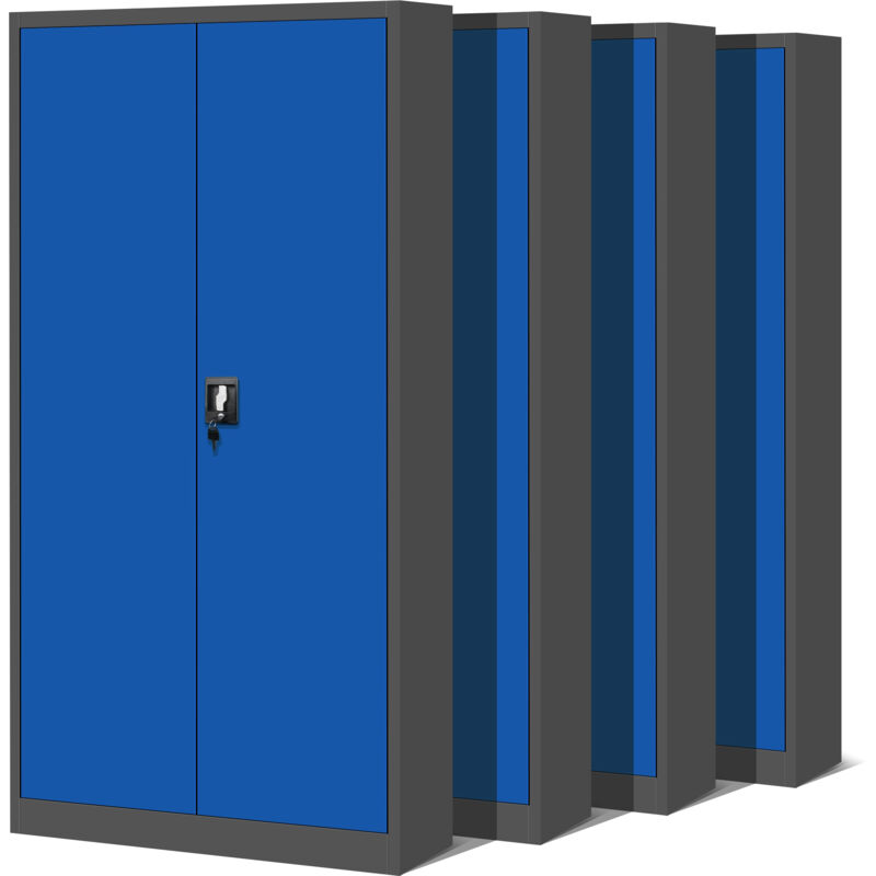 Ensemble 4x armoire en métal verrouillable JAN, 900 x 1850 x 400 mm, bleu anthracite