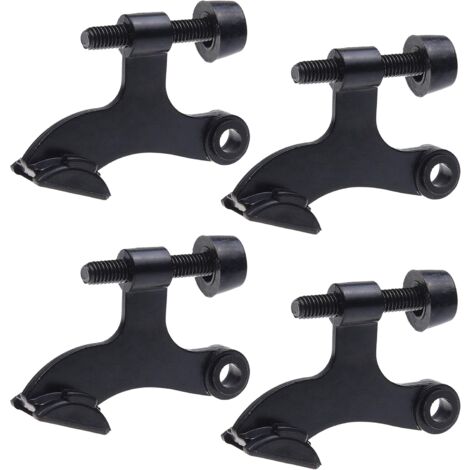 4x schwarze Scharnierstift-Türstopper – mit schützenden Stoßstangen-Endkappen – einfach zu installieren – verhindert Schäden an Wänden und Türen – robust und verstellbar