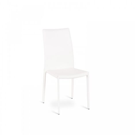 4x Sedia in similcuoio e metallo bianco Kitty STS