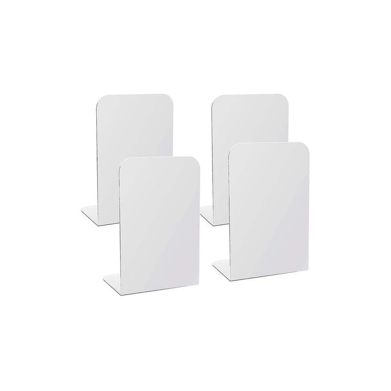 4X Serre-livres en métal blanc,Serre-livres pour étagères avec coussinets en mousse,Livre robuste
