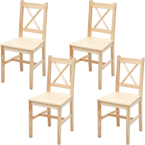4x sillas de comedor de cocina de estilo rústico en madera maciza 040000594