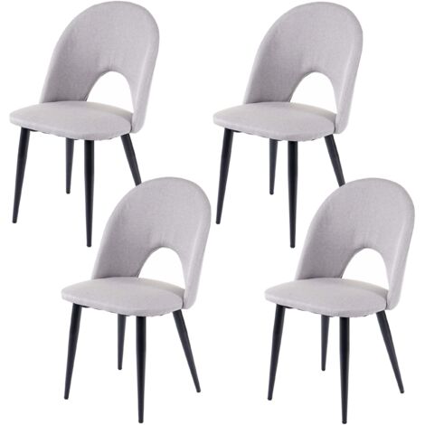 4x sillas de comedor de cocina en tela gris / patas de metal textil 040000578