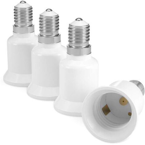 4x Socket Adapter - E14 to E27 Socket Converter - E27 Base Lamp Holder Adapter for LED Halogen Bulb
