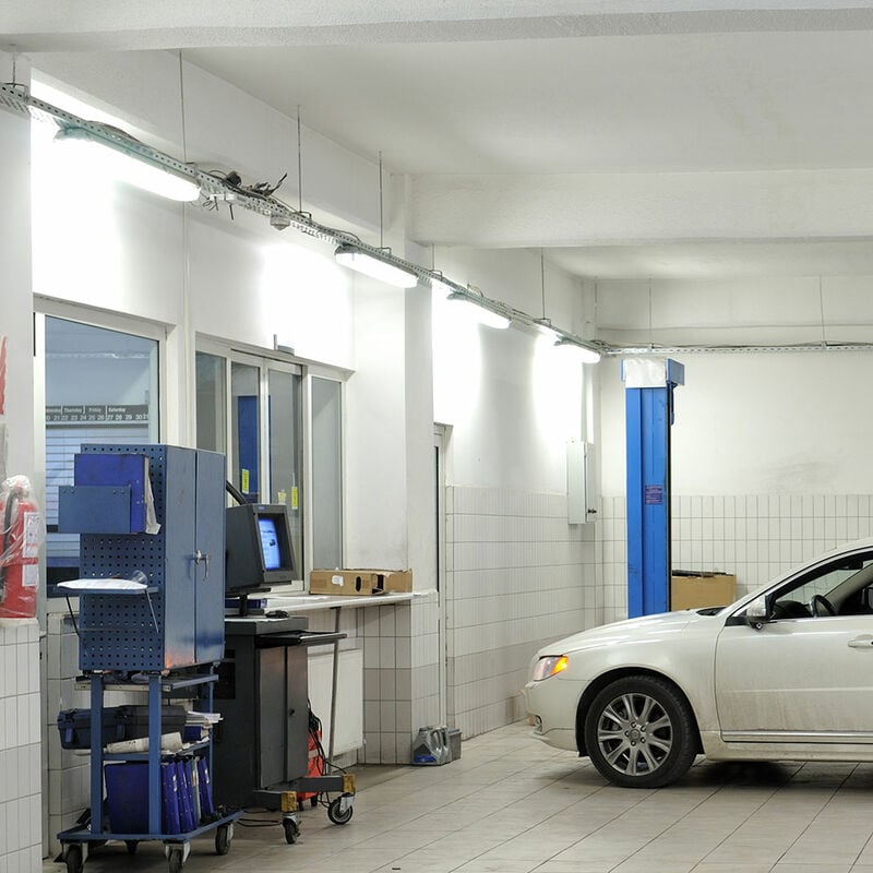 Image of 4x Vasche led plafoniera ambienti umidi e bagnati garage officina magazzino industria ufficio hall seminterrato IP65 bianco freddo 2x 10W T8 tubo