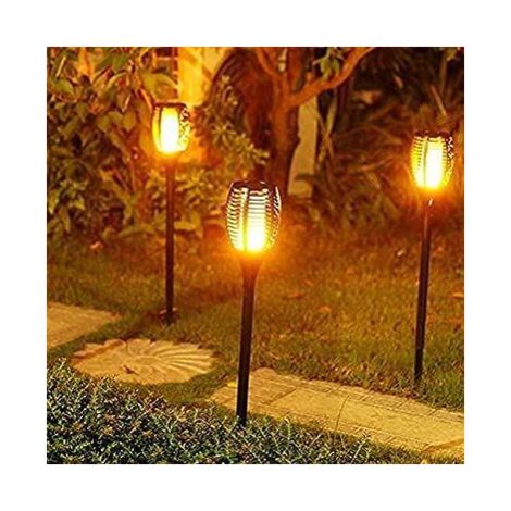 4x Solar Flickering Flame LED Lights Flame Lighting Waterproof Security Lights