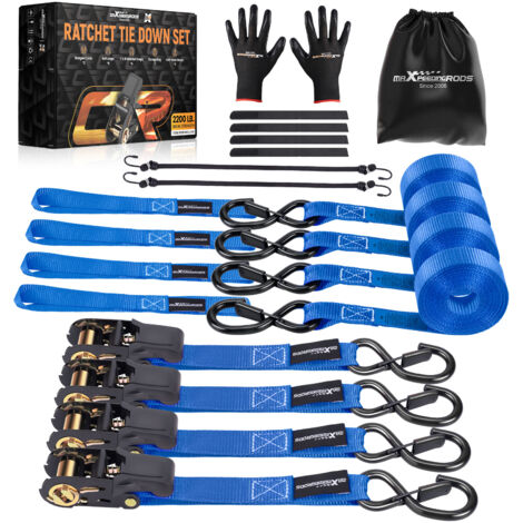 4x Spanngurte mit Ratsche & Haken Zurrgurte Spanngurt 4,5m Blau Sicherheitsclip