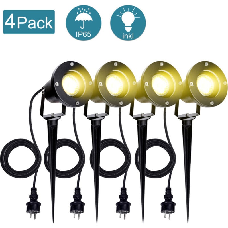 Swanew - 4X Spot de jardin led spot extérieur led blanc chaud IP65 lumière de jardin 4W GU10 pré pour extérieur pré de jardin
