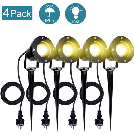 4X Spot de jardin LED spot extérieur LED blanc chaud IP65 lumière de jardin 4W GU10 pré pour extérieur pré de jardin
