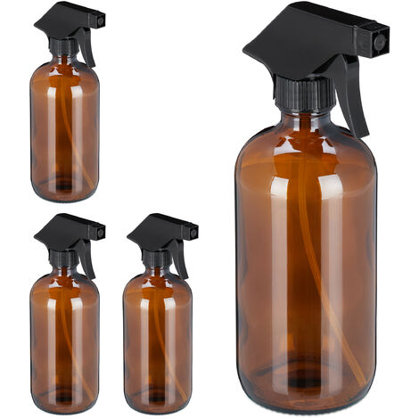 4x Spruzzino Nebulizzatore, Set, 500 ml di Bottiglie Spray Vuote, Vaporizzatore Parrucchieri, Pulizia, Marroni