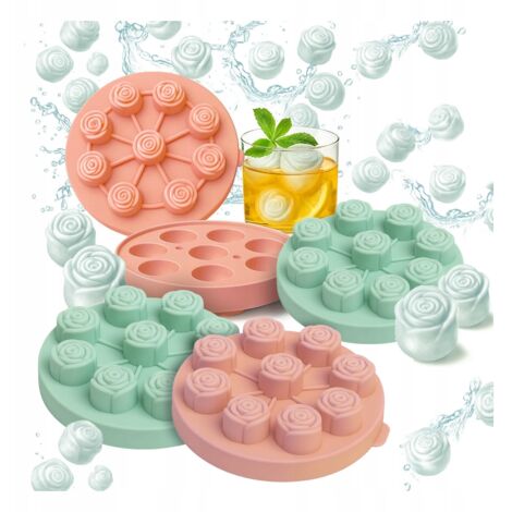 4x STAMPO PER CUBETTI DI GHIACCIO IN SILICONE ROSA Stampi per ghiaccio 3D per bevande a base di succhi