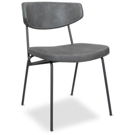 4X Stuhl Callisto in Vintage-Grau mit schwarzen Metallbeinen H77,5xB49xT59