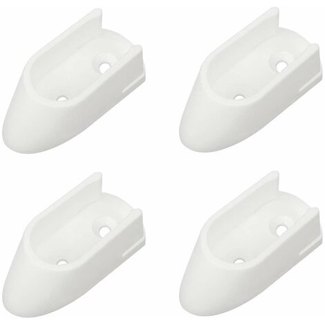 4x Support de tringle à visser ovale diamètre intérieur 15mm en plastique Meuble Penderie Armoire Garde robe Porte manteau, blanc