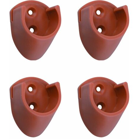 4x Support de tringle à visser rond diamètre 25mm en plastique Meuble Penderie Armoire Garde robe Porte manteau, marron