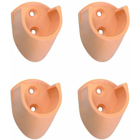 4x Support de tringle à visser rond diamètre 25mm en plastique Meuble Penderie Armoire Garde robe Porte manteau, marron clair
