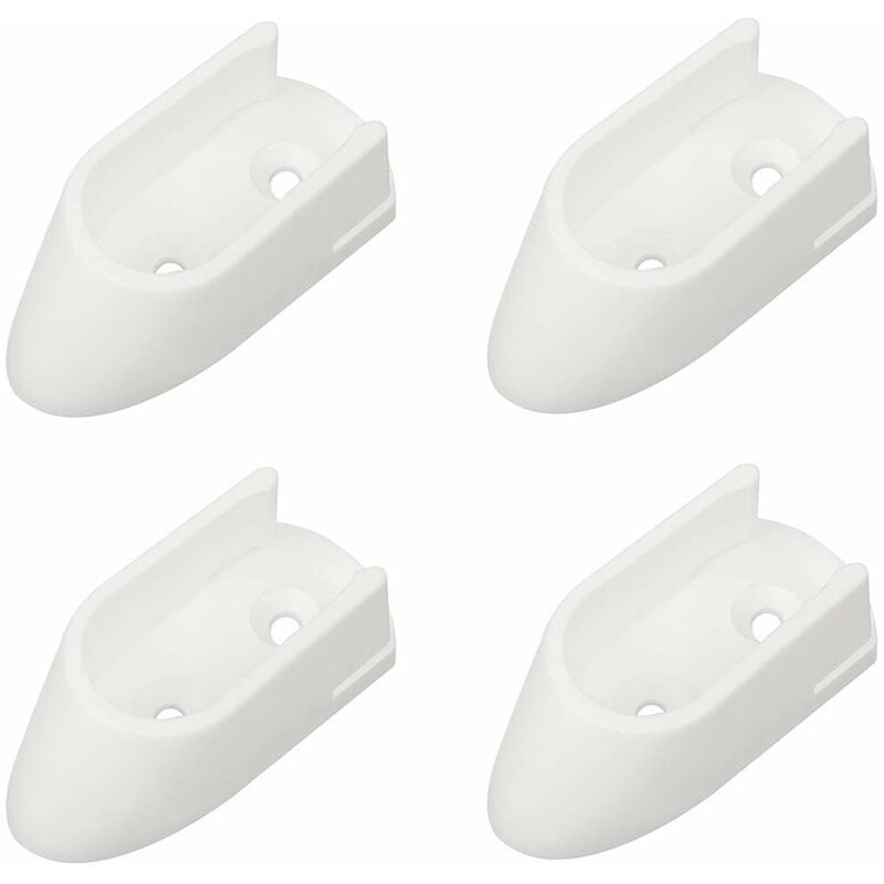 Cyclingcolors - 4x Support de tringle à visser ovale diamètre intérieur 15mm en plastique Meuble Penderie Armoire Garde robe Porte manteau, blanc