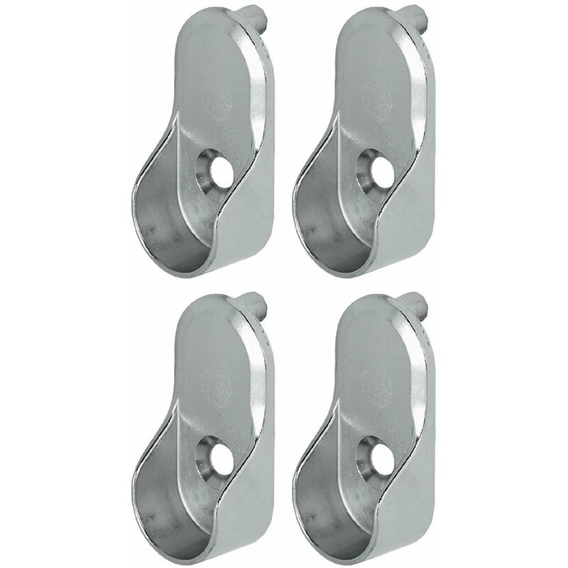 Cyclingcolors - 4x Support de tringle à visser ovale ouvert avec tenons Ø5mm diamètre intérieur 15mm finition nickelée Meuble Penderie Armoire