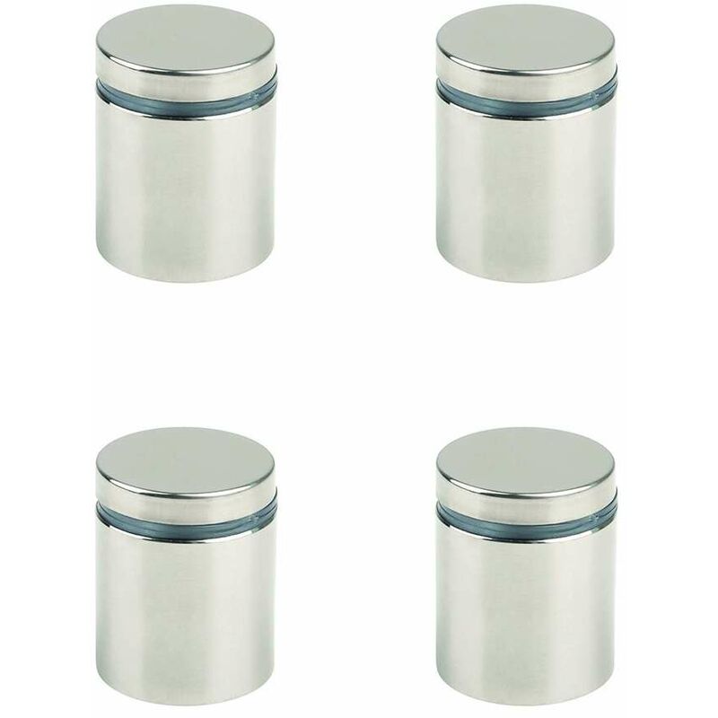 Cyclingcolors - 4x Support de vitre imitation inox avec joint en plastique Porte Verre Miroir Etagère Décoration Attache, Ø25 x 32mm