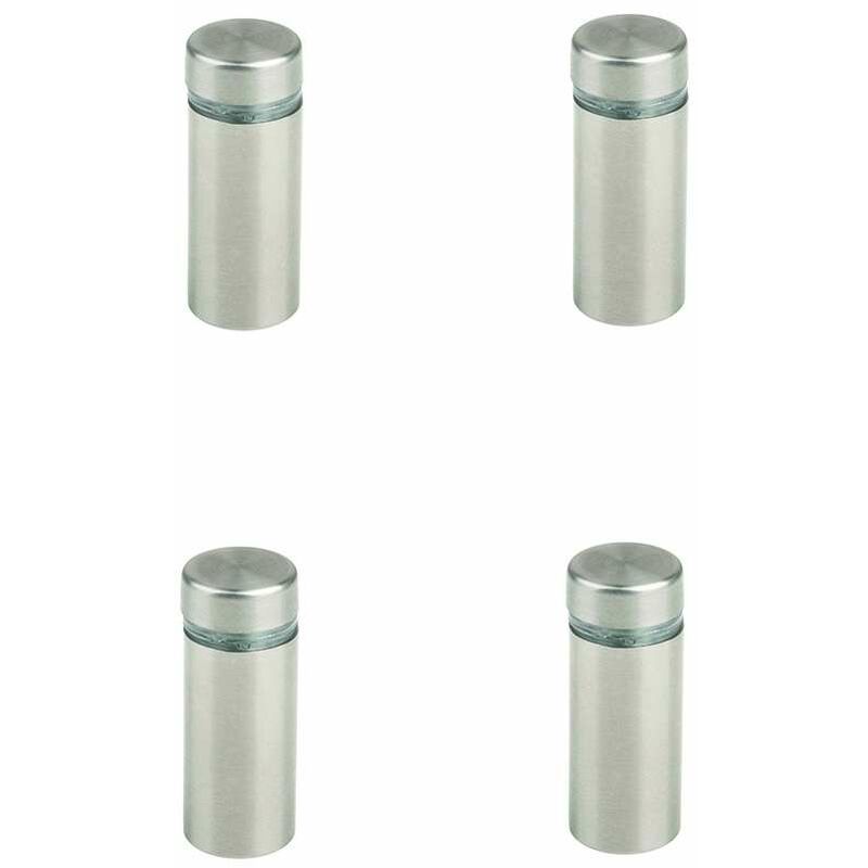Cyclingcolors - 4x Support de vitre imitation inox avec joint en plastique Porte Verre Miroir Etagère Décoration Attache, Ø12 x 32mm