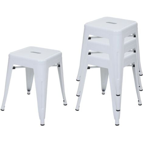 [JAMAIS UTILISÉ] 4x tabouret HHG-787 en métal, design industriel, empilable noir