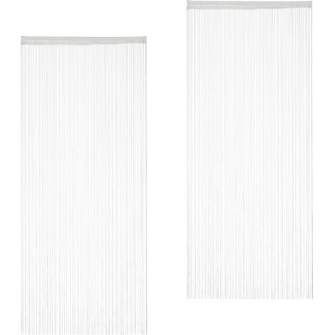 4x Tenda a Fili Bianca, Accorciabile, con Passanti, per Porte e Finestre, 90x245, Bianca