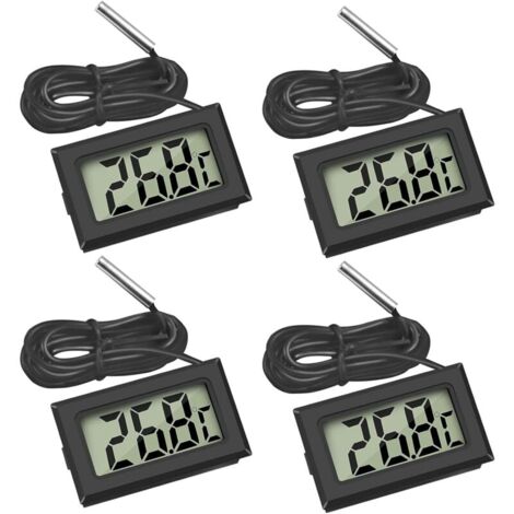 SNQ 4x termometro digitale LCD monitor della temperatura con sonda esterna per frigorifero congelatore frigorifero acquario (4x nero)