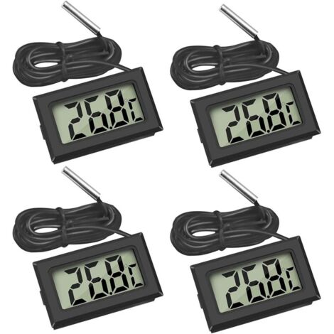 4x thermomètre numérique LCD moniteur de température avec sonde externe pour réfrigérateur congélateur réfrigérateur aquarium (4x noir)